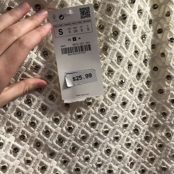ZARA White Crochet Rhinestone Skirt - Picture 5 of 6